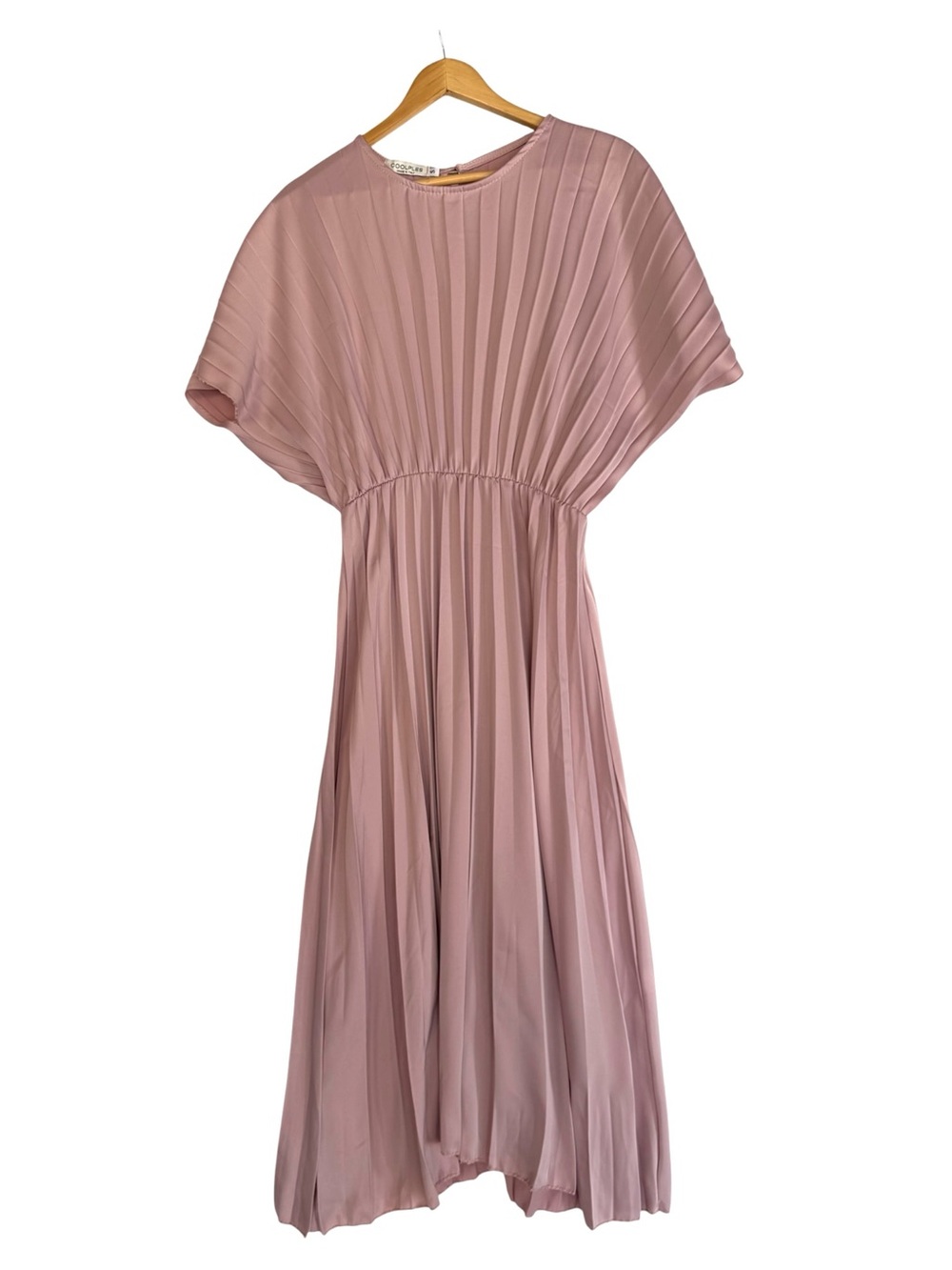 COOLPLES Women's Pleated Midi Dress in Dusty Rose SMALL